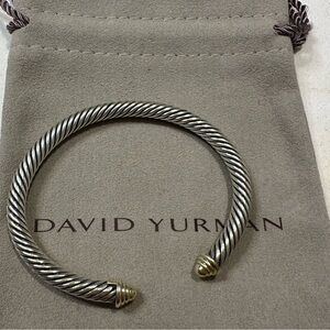 David Yurman Classic Cable Bracelet sterling silver 14K 5MM Gold Dome